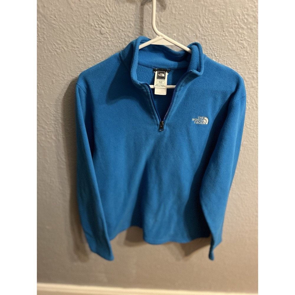 Kids The North Face Boys XL 18/20 Fleece 1/4 Zip‎ Pullover Blue Shirt Jacket